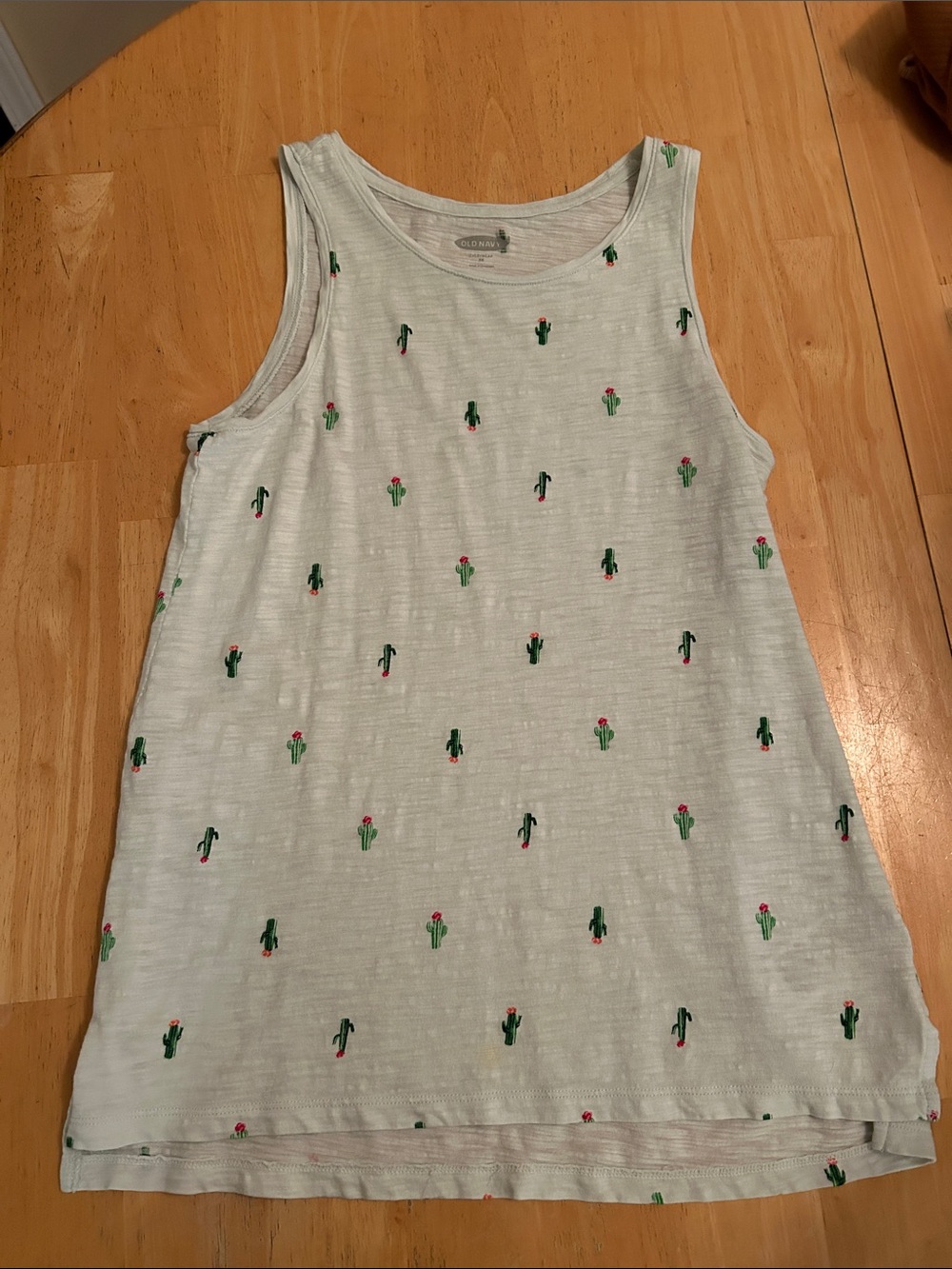 Old Navy Light Mint Green Cactus Tank Dress with Pink Accents